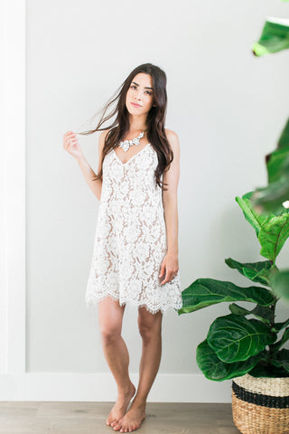 The Avery Lace Cami Dress - White