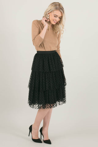 The Taylor Black Polka Dot Lace Skirt