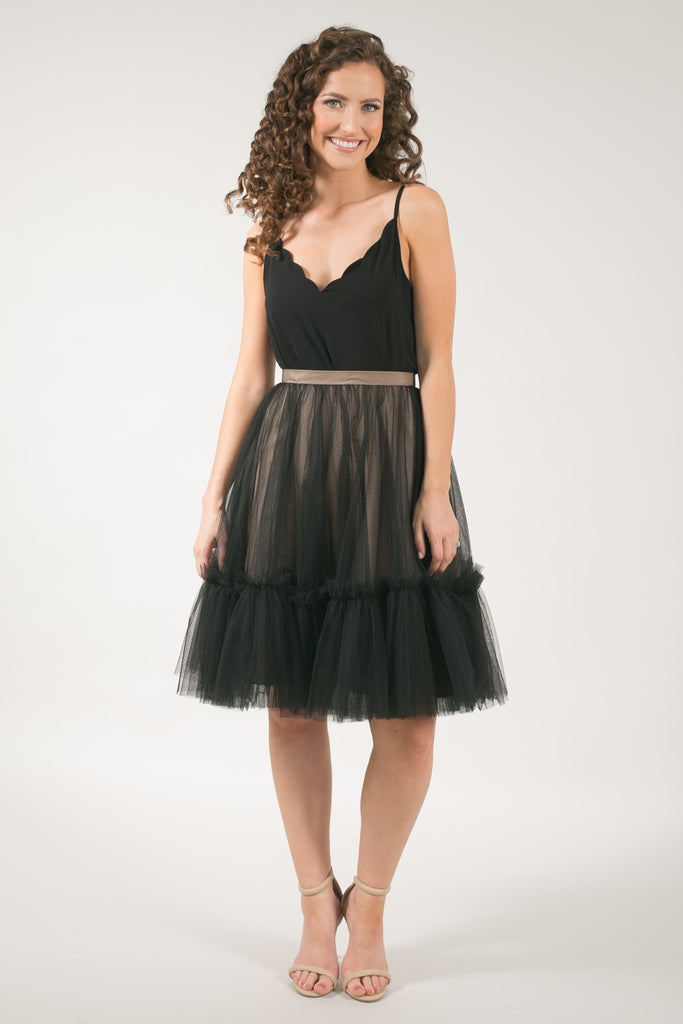 The Skylar Ruffle Black Tulle Skirt